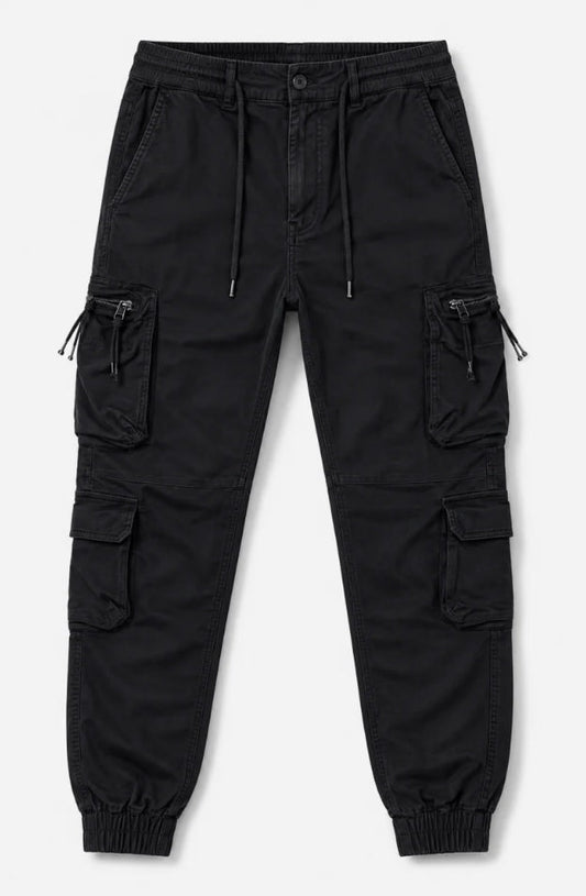 Men’s Black Cargo Joggers Premium Pants